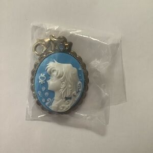 Blue and White Cameo Clip Mystery Anime Girl Charm